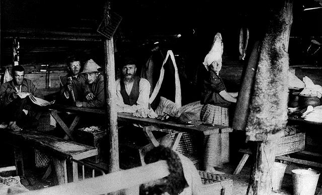 Jewish Settlers in a Temporary Shelter in a Kolkhoz, USSR, 1930's ((FROM THE BEIT HATFUTSOT PHOTO EXHIBITION: "A WORLDWIDE PHILANTHROPIC EMPIRE – THE LIFE AND WORK OF BARON MAURICE DE HIRSCH" 1982)