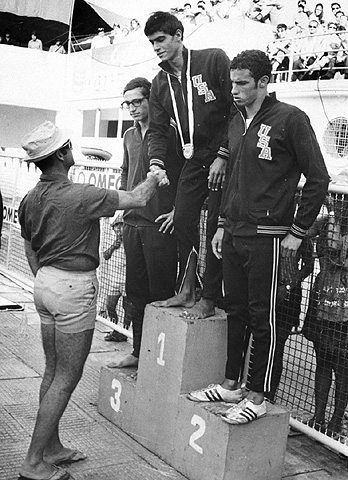 Mark Spitz receiving gold medal at the 8th Maccabiah, Israel 1969. Beit Hatfutsot, the Oster Visual Documentation Center, courtesy of Arie Knafer, Tel Aviv Mark Spitz receiving gold medal at the 8th Maccabiah, Israel 1969. Beit Hatfutsot, the Oster Visual Documentation Center, courtesy of Arie Knafer, Tel Aviv