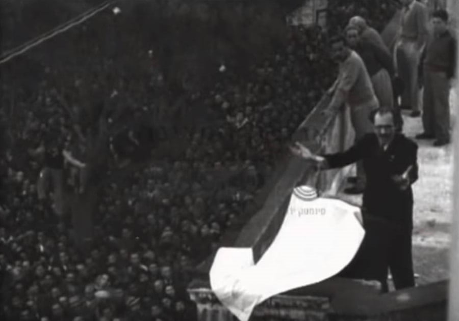 The reparations agreement speech, Menachem Begin, 1952. Screen shot: Israel State Archives