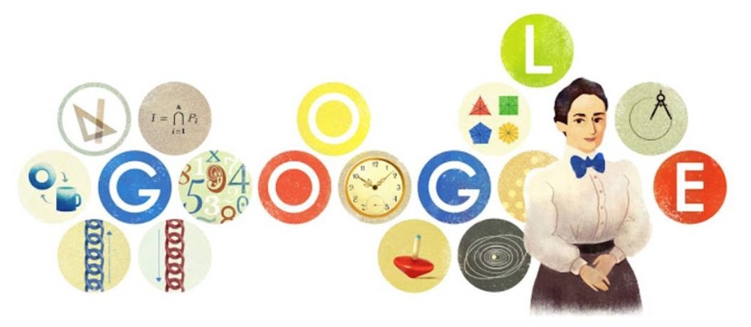 Google's Doodle celebrating Noether's 133 birthday, March 23, 2015