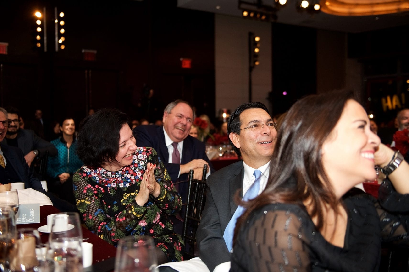 Dayan, Nevzlin and Danon enjoying the show