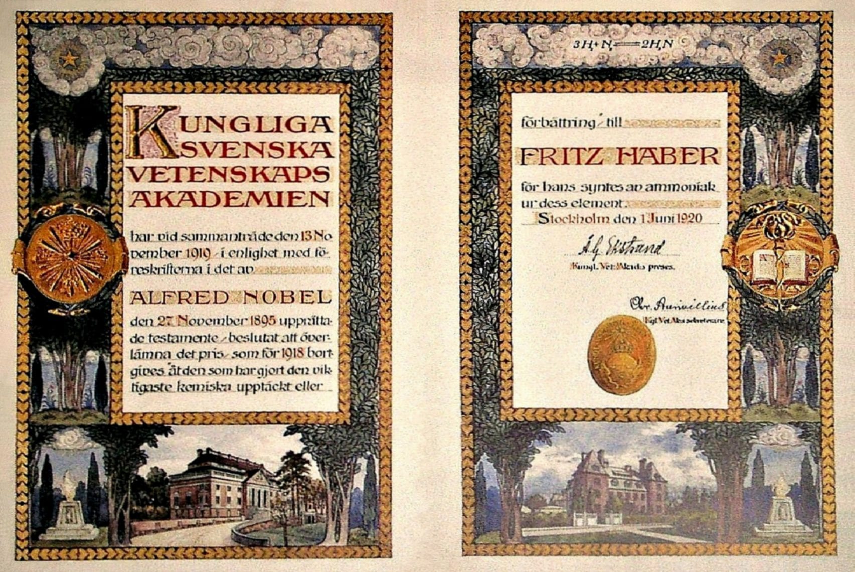 Fritz Haber’s Nobel Prize diploma, 1918