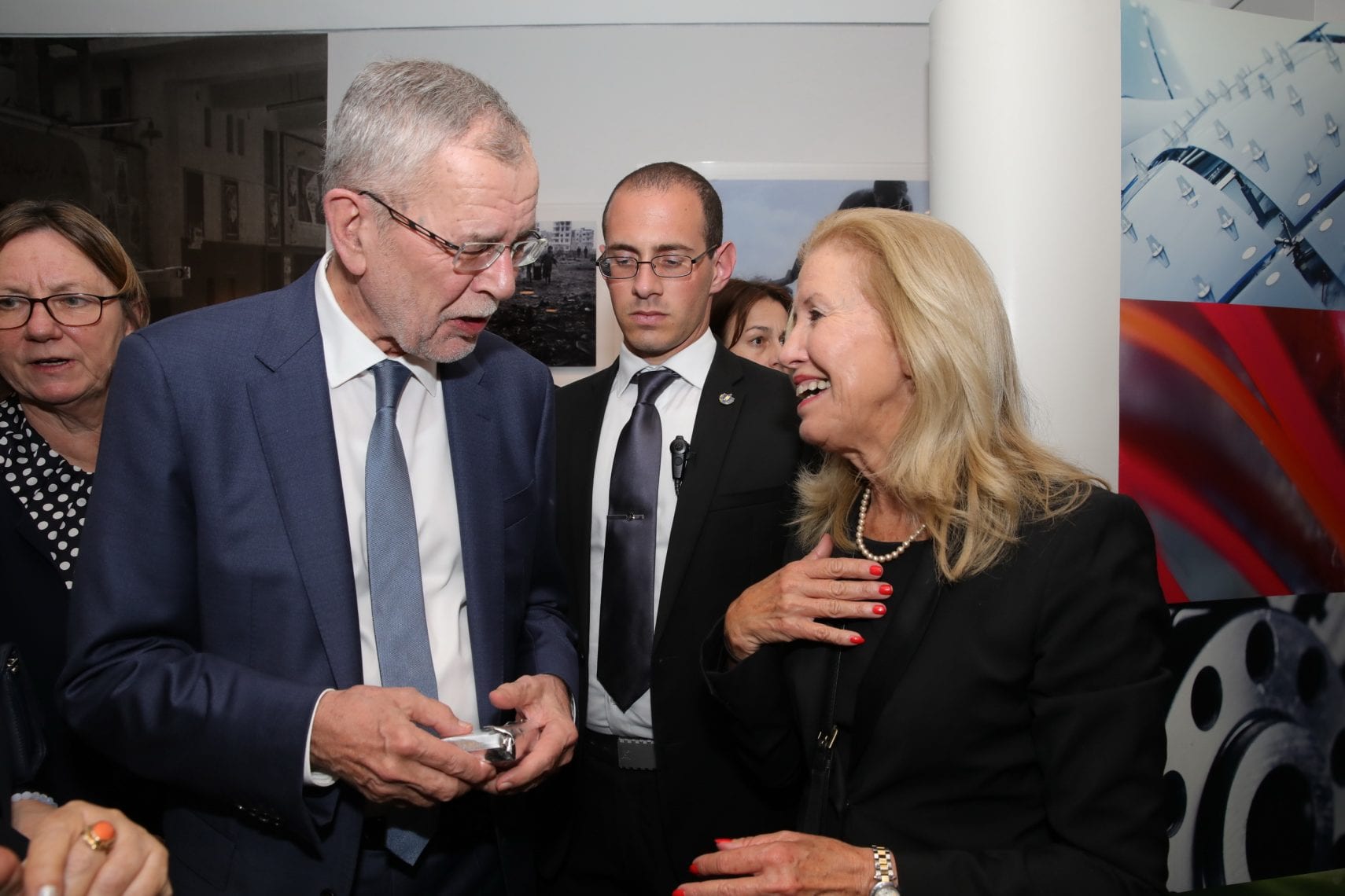 President of Austria, Alexander Van der Bellen with Enia Kupfer Zeeviת Director, Israel and Europe Desks at Beit Hatfutsot