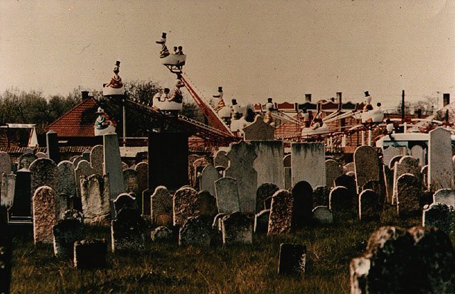 Amusement park next to the Jewish cemetery, Dunajská Streda, (formerly Dunaszerdahely), Slovakia, 1983 Photo: Andres Lacko