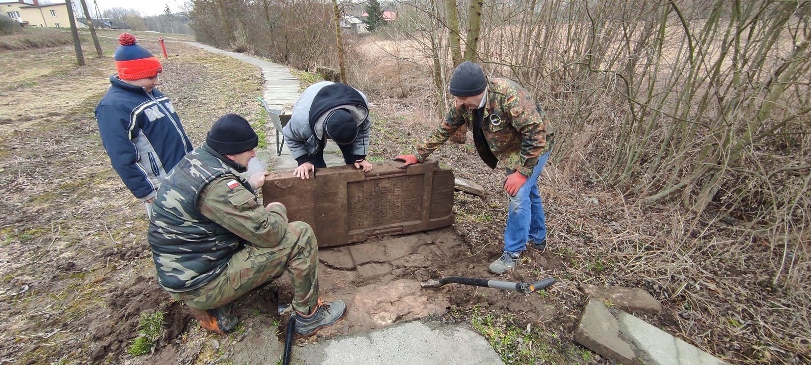 Jewish tombstones revealed unintentionally, Lublin area, 2021. Photo: Meir Bulka